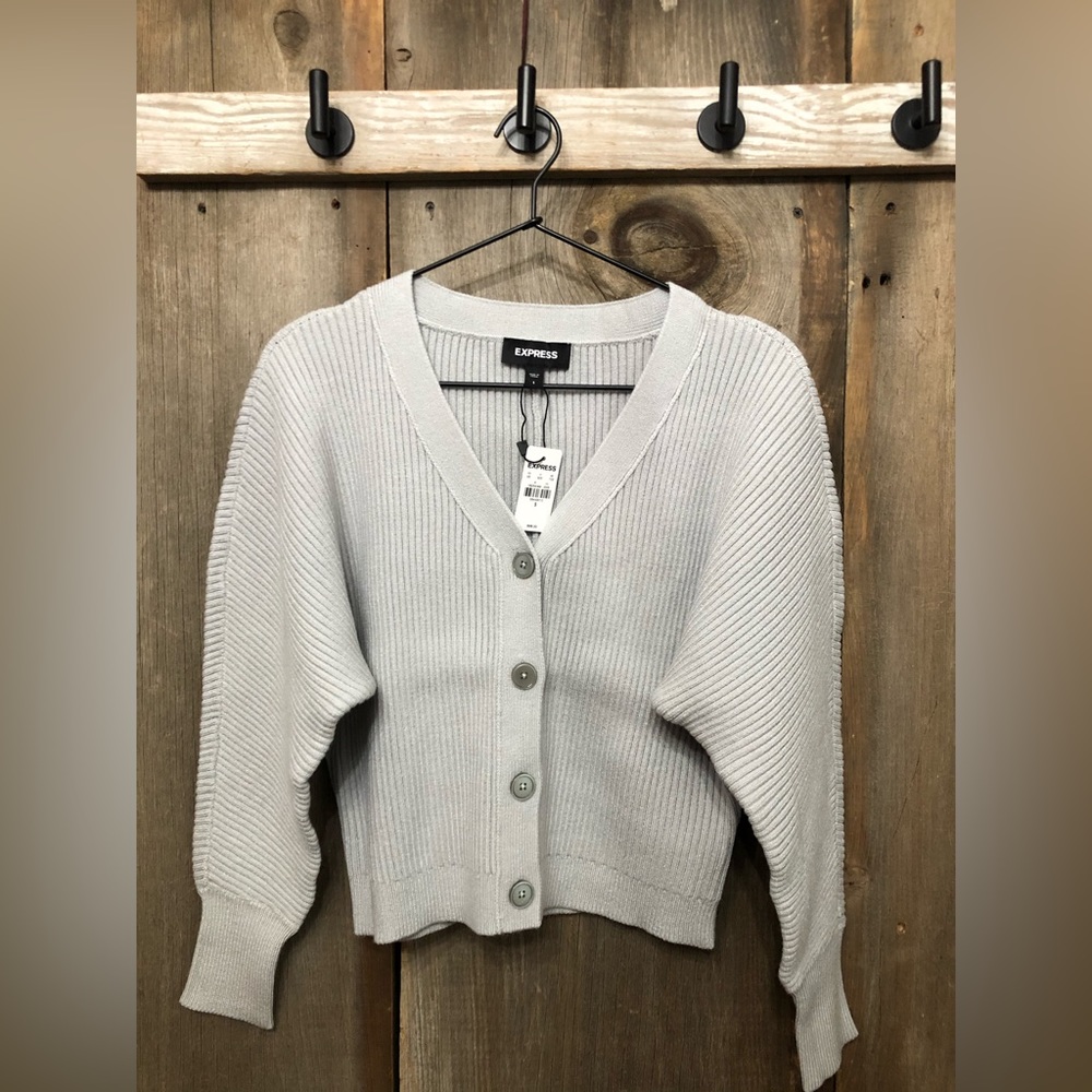 Express V-neck Dolman Sleeve Cardigan in Silver Heather Gray Size Small